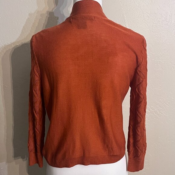 89th & Madison Orange Open Knit Cardigan in Small - Picture 3 of 13
